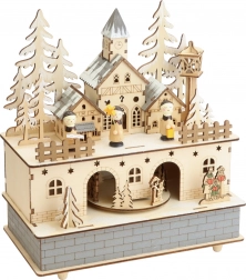 Small Foot Dřevěná Hrací Skříňka se Světlem Zimní Vesnice