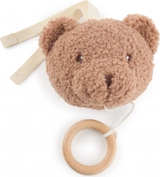 Závěsná hudební hračka medvídek Mika s dřevěným kroužkem