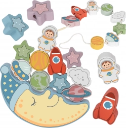 Tooky Toy Kosmický spací měsíc Balancující dřevěná šňůrka Montessori vesmír