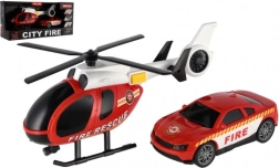 Hasičská záchranářská sada s vrtulníkem a autem