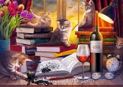 Puzzle 2000 – kočičí večer trefl