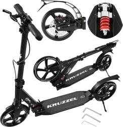Skládací městská koloběžka KRUZZEL Hyperion s velkými koly 200 mm a kotoučovou brzdou