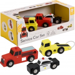 Classic World dřevěná autíčka Policie Hasiči Odtahovka sada 3 ks