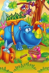 Dřevěné puzzle Pracující nosorožec 16 dílků