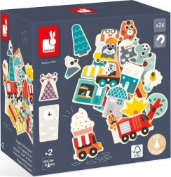 Dřevěné magnetky do města 24 ks JANOD