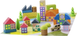 Jeujura dřevěná stavebnice vesnička z kostek, 40 dílů