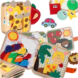 Filcová smyslová manipulační knížka Žirafa 3D