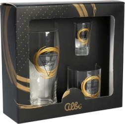 sada sklenic mužská záležitost – pivo, whiskey a panák