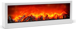 Dekorativní krb s LED plamenem bílý na baterie nebo USB 60 × 10 × 20 cm