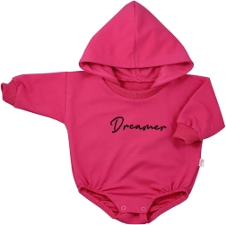 Dojenecké teplákové body s kapucí Koala Dreamer, tmavě růžové