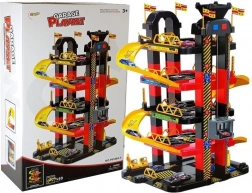 Pětipatrové parkovací garáže s výtahem na baterie a 10 autíčky, se světly