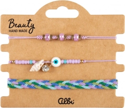 Sada náramků s fialovou mušlí, 3 ks