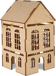 Dřevěná 3D dekorace domečku s dvěma okny