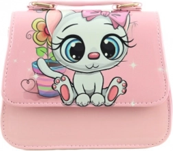Dětská kabelka s motivem kočičky, růžová, lesklá