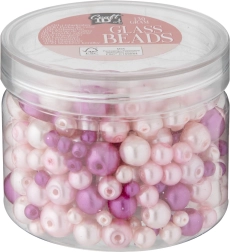 Sada skleněných korálků v růžových odstínech