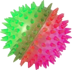 Průhledný míček s hroty 8,5 cm se dvoubarevným světlem