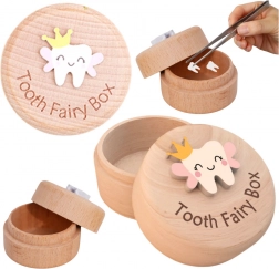 Dřevěná krabička na mléčné zuby pro děti s gravírováním Tooth Fairy Box