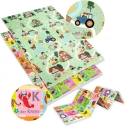 Dvouvrstvá skládací pěnová vzdělávací podložka XPE 120 × 180 s německou abecedou a motivem farmy Humbi