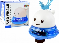 Velryba stříkající vodou s podstavcem hračka do koupele bílá