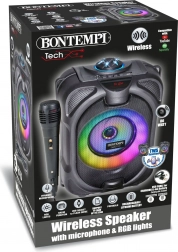 Bezdrátový karaoke reproduktor s mikrofonem, světelnými efekty a displejem