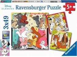 Ravensburger puzzle Disney Classics: zvířátka v dobré náladě 3×49 dílků