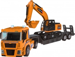 Stavebnice nákladní vůz s bagrem a dětskou aku vrtačkou, 185 dílů (3+)