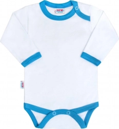 kojenecké body s dlouhým rukávem s modro‑tyrkysovým lemem