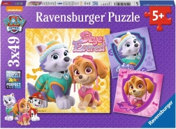 Ravensburger puzzle Tlapková patrola – Skye a Everest 3×49 dílků