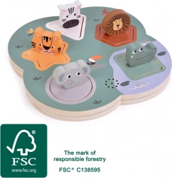 Dřevěné 3D zvukové puzzle SAFARI pro děti