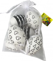 Dekorační plastová vajíčka černobílá 4x6 cm