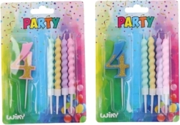 Párty svíčka číslo 4 s 4 svíčkami