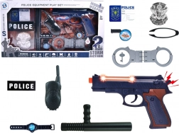 Velká policejní sada s pistolí, zvukem a odznakem
