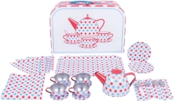 Dětský čajový servis s puntíky v kufříku