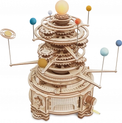 Dřevěný mechanický model sluneční soustavy ROKR Orrery 3D puzzle