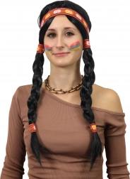 paruka indiánka ribana s copánky pro dospělé