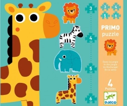 DJECO puzzle džungle 4 v 1 pro děti (3–6 dílků)