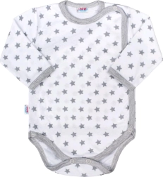 Dojčenské celorozepínací body New Baby Classic II šedé s hvězdičkami
