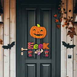 Závěsná halloweenská dekorace dýně 45 × 23 cm