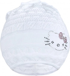 pletená čepička-šátek new baby kočička bílá 104 (3–4 roky)