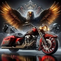 Diamantové malování motorka s orlem 30 × 40 cm