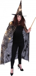 Čarodějnický plášť a klobouk s pavučinou pro dospělé