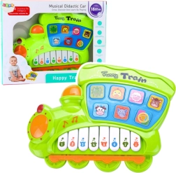 Dětské elektrické vzdělávací pianinko lokomotiva – zelené
