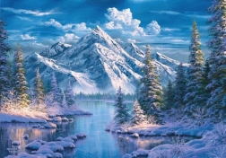 Diamantové malování Řeka v horském údolí 30 × 40 cm