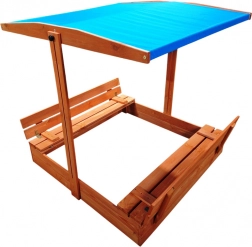 Dřevěná pískoviště s lavičkami a stříškou