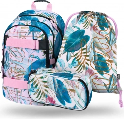 Sada BAAGL Skate Leafs: batoh, penál a sáček