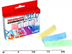 Trojhranné barevné chodníkové křídy, 6 ks