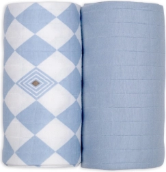Lodger swaddler z organické bavlny 110 × 110 cm, blue fogg - 2 kusy