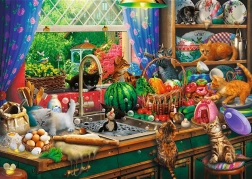 TREFL Puzzle Premium Plus: Čajový čas s rozvernými koťaty 1000 dílků