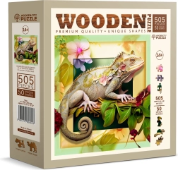 Dřevěné puzzle chameleon a květiny 505 dílků WOODEN CITY