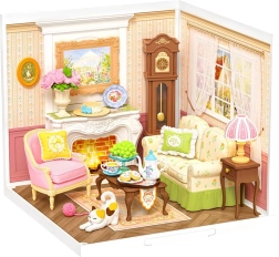 Miniaturní domeček Čaj o páté – DIY 3D dřevěná stavebnice s LED